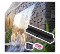 Cascata con Fontana, Kit per cascata rettangolare in Acciaio INOX per Patio/Cortile/stagno, spruzzatore per Piscina da incasso a parete con raccordo per Tubo (Nero, L140 cm x P9 cm x A6 cm)