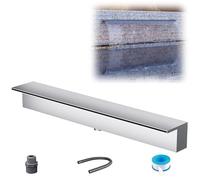 Cascata in Acciaio inossidabile personalizzabile, Fontana per Piscina domestica e commerciale, per Hotel/piazze/Cortile, per esterni/interni (Argento, 53"/135 cm)