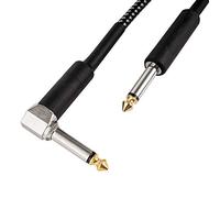 CASCHA Cable de guitarra de 6,3 mm, longitud de 3 m, cable de instrumento profesional, conector a jack, cable de amplificador de guitarra eléctrica (recto a conector en ángulo), color negro