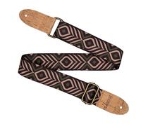 CASCHA Correa para guitarra vegana con corcho, diseño geométrico verde y beige, material de poliéster