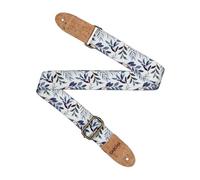 CASCHA Correa para guitarra vegana con diseño de hojas, poliéster con corcho, color azul y blanco