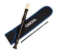 CASCHA Flauta Soprano Descantadora Soprano, Flauta de plástico para niños y principiantes, Juego con bolsa, Vara de limpieza y Tabla de digitacións, Marrón, Digitación Alemana