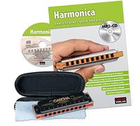 Cascha HH 1610 EN - Set armónica de blues profesional con manual en inglés