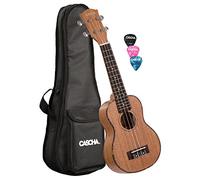 CASCHA HH 2026 Premium Soprano Ukulele en caoba con cuerdas de AQUILA, bolsa acolchada y 3 púas