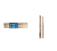 CASCHA HH 2039 - Baquetas profesionales para batería, 5A, 12 pares (24 piezas), madera de arce & Vic FIrth - Baquetas de la serie American Classic® 5A - Madera de nogal American - Punta de Madera