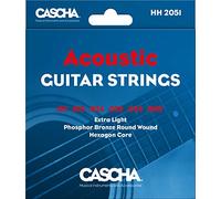 CASCHA HH 2051 Cuerdas de Guitarra Premium para Guitarras Acústicas - Cuerdas de Acero Fósforo Bronce de alta calidad para Guitarra Acústica (Juego de 6 Cuerdas) - Tensión Extra Ligera