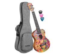 Cascha HH 2611 Art Series Flowers Tenor Ukulele with Solid Spruce Soundboard and Gig Bag