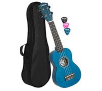 Cascha Soprano Ukulele Azul, pequeña guitarra hawaiana para niños y adultos con bolsa, 3 picos y cuerdas Aquila Ukulele (HH 3962)