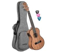 CASCHA - Ukelele soprano (caoba, guitarra hawaiana pequeña, para principiantes, con cuerdas de Aquila y 3 púas)
