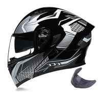 Casco abatible, casco de scooter, certificado ECE DOT, casco integral, casco de motocicleta con doble visera, casco de motocross, casco integral para adultos, mujeres y hombres. F,XL=59-60CM