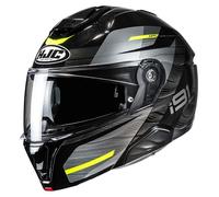 HJC Casco modular i91 Dusk – Negro/Gris/Amarillo flúor – Talla S para hombre