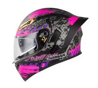Casco Abatible Para Motocicleta, Casco De Scooter Con Doble Visera Solar, Cascos De Motocicleta Modulares Plegables Con Certificación ECE, Casco Integral, Casco Multifuncional B,M=57-58CM