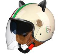 Casco Abierta De Motocicleta Half Face Motorbike Helmet para Scooter Certificación ECE con Visera De Doble Capa Casco De Moto con Orejeras J,M=(57-58CM)