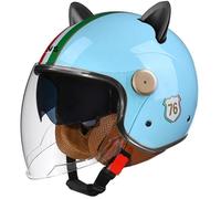 Casco Abierta De Motocicleta Half Face Motorbike Helmet para Scooter Certificación ECE con Visera De Doble Capa Casco De Moto con Orejeras I,L=(59-60CM)