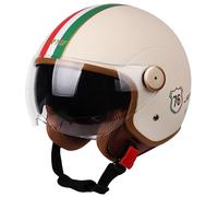 Casco Abierto con Visera, Aprobado por ECE Medio Casco De Motocicleta Doble Visera Casco De Motocicleta Ciclomotor Cruiser Bobber Y Chopper para Hombres Y Mujeres Aprobado Dot/ECE B,Medium(58-59CM)