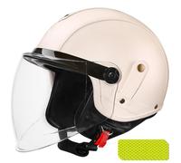 Casco Abierto De La Cara Motocicleta 3/4 Casco, Casco De Cuero De La PU Unisex-Adulto Casco Abierto De La Cara con La Visera Doble del Sol, Dot/ECE Aprobado