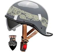 Casco Abierto De Medio Casco, Estilo Brain Cap, Para Crucero, Chopper, Scooter, Piloto, Jet, Con Certificación ECE 22.06, Estilo Retro De Motocicleta. 9, L(55~56cm)