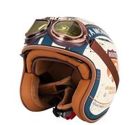 Casco abierto de motocicleta estilo vintage, homologado por DOT/ECE, de media cara, para adultos, hombres y mujeres, con gafas y visera solar, estilo jet. B,S=55-56CM