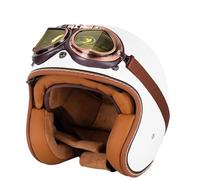 Casco abierto de motocicleta estilo vintage, homologado por DOT/ECE, de media cara, para adultos, hombres y mujeres, con gafas y visera solar, estilo jet. G,L=59-60CM