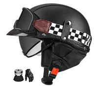Casco Abierto para Moto, Homologado Ece, con Visera Y Forro Desmontable, Estilo Retro Unisex para Adultos. K,2XL:61-62CM