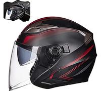 Casco Abierto para Motocicleta Aprobado Dot/ECE - Moto Ciclomotor Jet Bobber Pilot Crash Chopper 3/4 Medio Casco con Visera para Hombres Adultos,Mujeres,Transpirable Y Liviano B,M