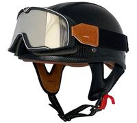 Casco Abiertos De Moto Cascos Jet De Moto Retro ECE Homologado Cascos Scooter Jet para Hombres Mujeres Cascos de Motocicleta Retro Estilo alemán Casco Ciclomotor con Gafas 1,M=56-58cm