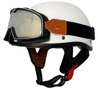 Casco Abiertos De Moto Cascos Jet De Moto Retro ECE Homologado Cascos Scooter Jet para Hombres Mujeres Cascos de Motocicleta Retro Estilo alemán Casco Ciclomotor con Gafas 15,XL=61-62cm