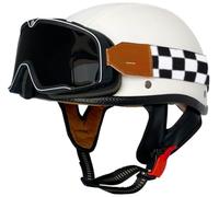 Casco Abiertos De Moto Cascos Jet De Moto Retro ECE Homologado Cascos Scooter Jet para Hombres Mujeres Cascos de Motocicleta Retro Estilo alemán Casco Ciclomotor con Gafas 16,2XL=63-64cm
