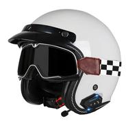 Casco Abiertos De Moto con Bluetooth Cascos Half-Helmet 3/4 con Gafas Medio Casco Jet Motocicleta Homologado ECEDOT Altavoz Incorporado para Responder Llamadas Telefónicas F,L:59-60CM