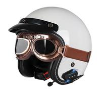 Casco Abiertos De Moto con Bluetooth Cascos Half-Helmet 3/4 con Gafas Medio Casco Jet Motocicleta Homologado ECEDOT Altavoz Incorporado para Responder Llamadas Telefónicas O,L:59-60CM