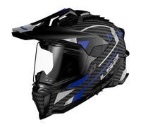 LS2 MX701 Explorer Carbon Adventure, casco enduro XL male Negro/Azul/Gris