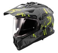 LS2, Casco de Motocross PIONEER II CRAZY Matt Black H-V Yellow, S