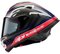 Casco Alpinestars Supertech R10 Team Carbono-rojo fluor-azul oscuro L