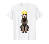 Casco Amarillo con Forma de Perro Lobo irlandés, Trabajador de la construcción Camiseta gráfica económica, Hombre, Blanco, S