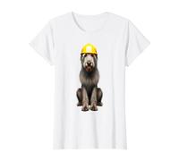 Casco Amarillo con Forma de Perro Lobo irlandés, Trabajador de la construcción Camiseta gráfica económica, Mujer, Blanco, XL