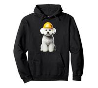 Casco amarillo para perro Bichon Frise, trabajador de la construcción Sudadera con Capucha