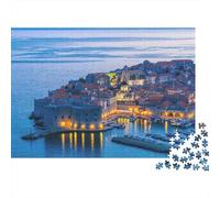 Casco Antiguo Costero Puzzle de 1000 Piezas Juego de Puzzle 1000 Piezas Papel para Adultos Escena Nocturna Familia Decoración Regalo 38x26cm/1000pcs