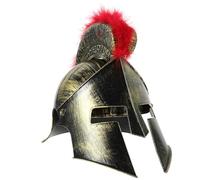Casco Antiguo de Plástico para Disfraz Soldado Halloween | Estilo Vintage Auténtico, Color Rojo y Dorado, 1 Pieza, para Fiesta Temática y Colección