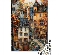Casco Antiguo Europeo Calle Edificios de Otoño Puzzle de 1000 Piezas para Adultos Papel Puzzle para Toda la Familia Relajante Decoración Regalo 52x38cm/1000pcs