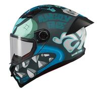 Casco AXXIS Fenix Angry Face Azul Mate - Casco de Moto Integral Unisex Hombre y Mujer - Homologado ECE 22.06 (M)