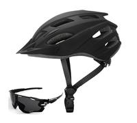 Casco Bici Casco de Ciclismo Ultraligero en Molde MTB Mountain Road Bike Cascos Casco Montar Bicicleta(Black and Glasses)