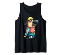 Casco Builder Dog Blueprint Canine Worker Camiseta sin Mangas