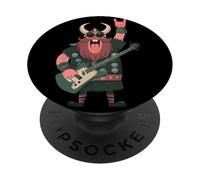 Casco con Cuernos de Personaje nórdico de Guerrero Vikingo Grande Rojo PopSockets PopGrip Adhesivo