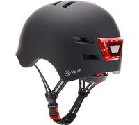 Youin Casco Homologado con LED Frontal y Trasera - Color Negro - Talla M (52-58cm) - Protección y Visibilidad para Patinetes y Bicicletas - Diseño Ligero y Ergonómico