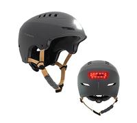 Casco con luz OLSSON Urban Light Antracita Talla M/L Ajustable, Homologado y Resistente Impactos 360º,LED Frontal+Trasero, Forro Desmontable, ventilación, Apto para patinetes,Patines,Bicicletas