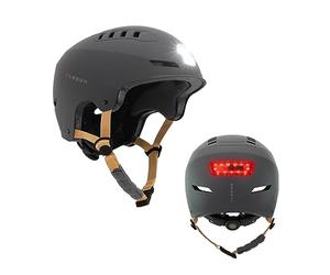 Casco con luz OLSSON Urban Light Antracita Talla M/L Ajustable, Homologado y Resistente Impactos 360º,LED Frontal+Trasero, Forro Desmontable, ventilación, Apto para patinetes,Patines,Bicicletas