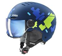 Casco con visera para niños Uvex Visera Rocket Junior (puzzle azul)