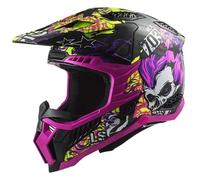 casco cross ls2 mx703 carbon x-force fireskull - violeta S