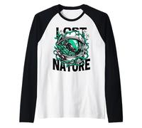 Casco de Astronauta perdido en la Naturaleza - Arte Espacial cósmico Camiseta Manga Raglan