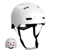 Casco de Bicicleta Blanco Mate Crazy Safety con Luz Delantera y Trasera USB | Casco de Bici de Ciudad para Hombres y Mujeres, Casco Urbano para Patinete, Skate, Patines y Bicis BMX | Talla M(54-57cm)